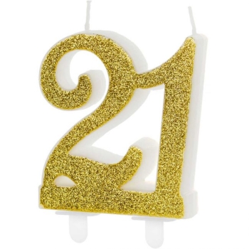 Number Candle Modern - 21 - Gold